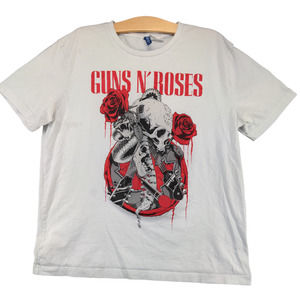 H&M Divided Men's Guns N' Roses White XL Short Sleeve Crew Neck 100% Cotton
